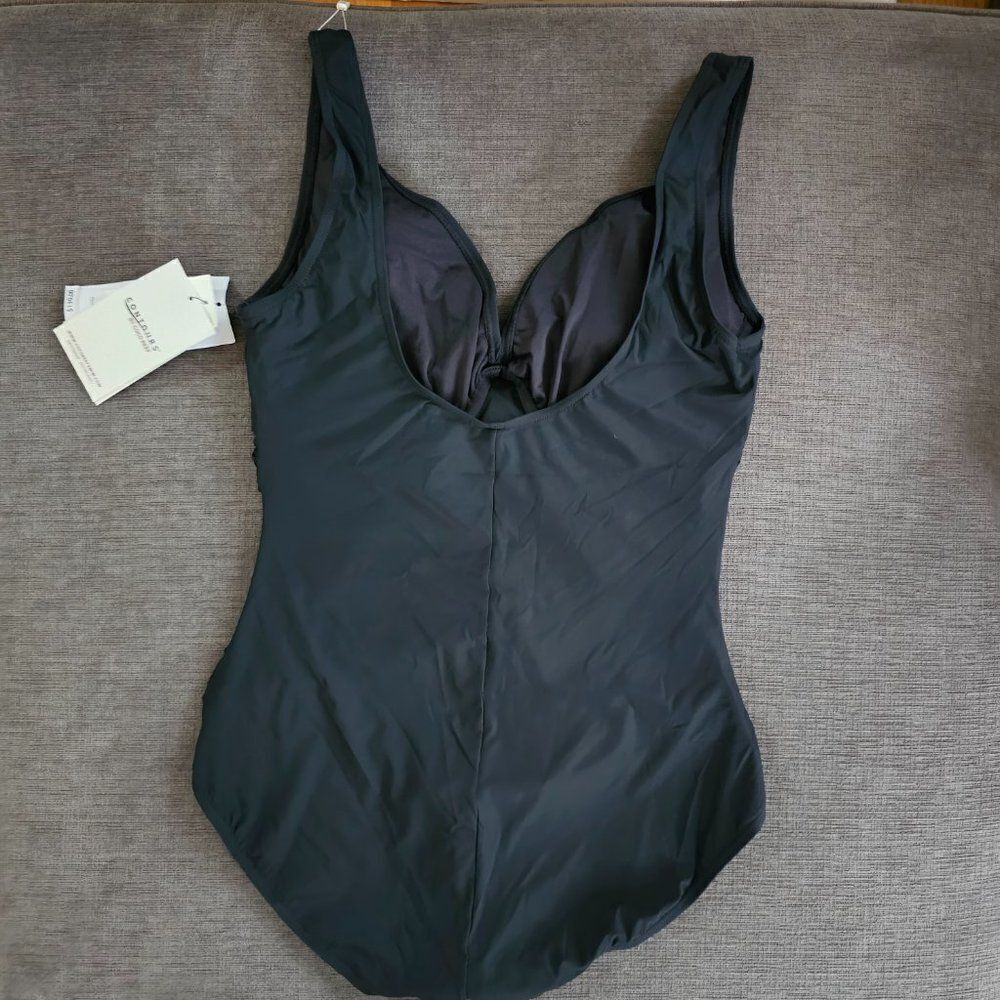 Contours Women's Black V-Neck Bra Sized Underwire 1-Piece Swimsuit Size 16 - Picture 13 of 14